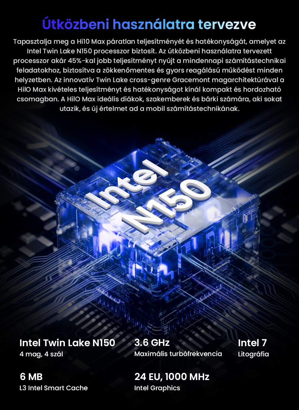 CHUWI Hi10 Max Laptop (Billentyűzet N&eacute;lk&uuml;l), Intel N150 4 Magos Max 3.6GHz, 12.96 h&uuml;velykes 2880*1920 IPS &Eacute;rintők&eacute;pernyő, 12GB LPDDR5 RAM 512 SSD, USB-C+Micro HDMI 4K Dupla Kijelző, WiFi6, 8MP+5MP Kamera, 2*Teljes funkcionalit&aacute;s&uacute; Type-C, 1*USB3.2, 1*Audio Jack