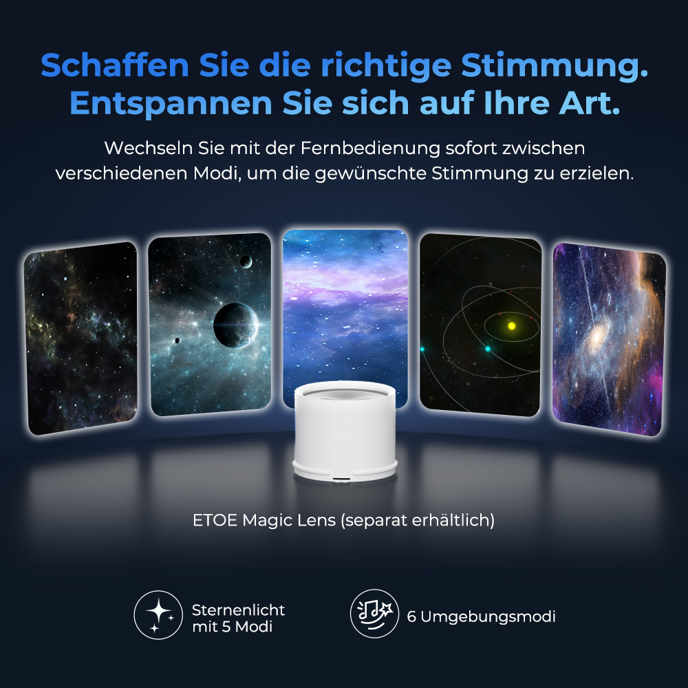 ETOE Starfish Plus-Projektor, integriertes Google TV, 140&deg;-Drehung, natives 1080p, 300 ANSI, 4K-Dekodierung, Touch-Nachtlicht, automatische Trapezkorrektur und Autofokus