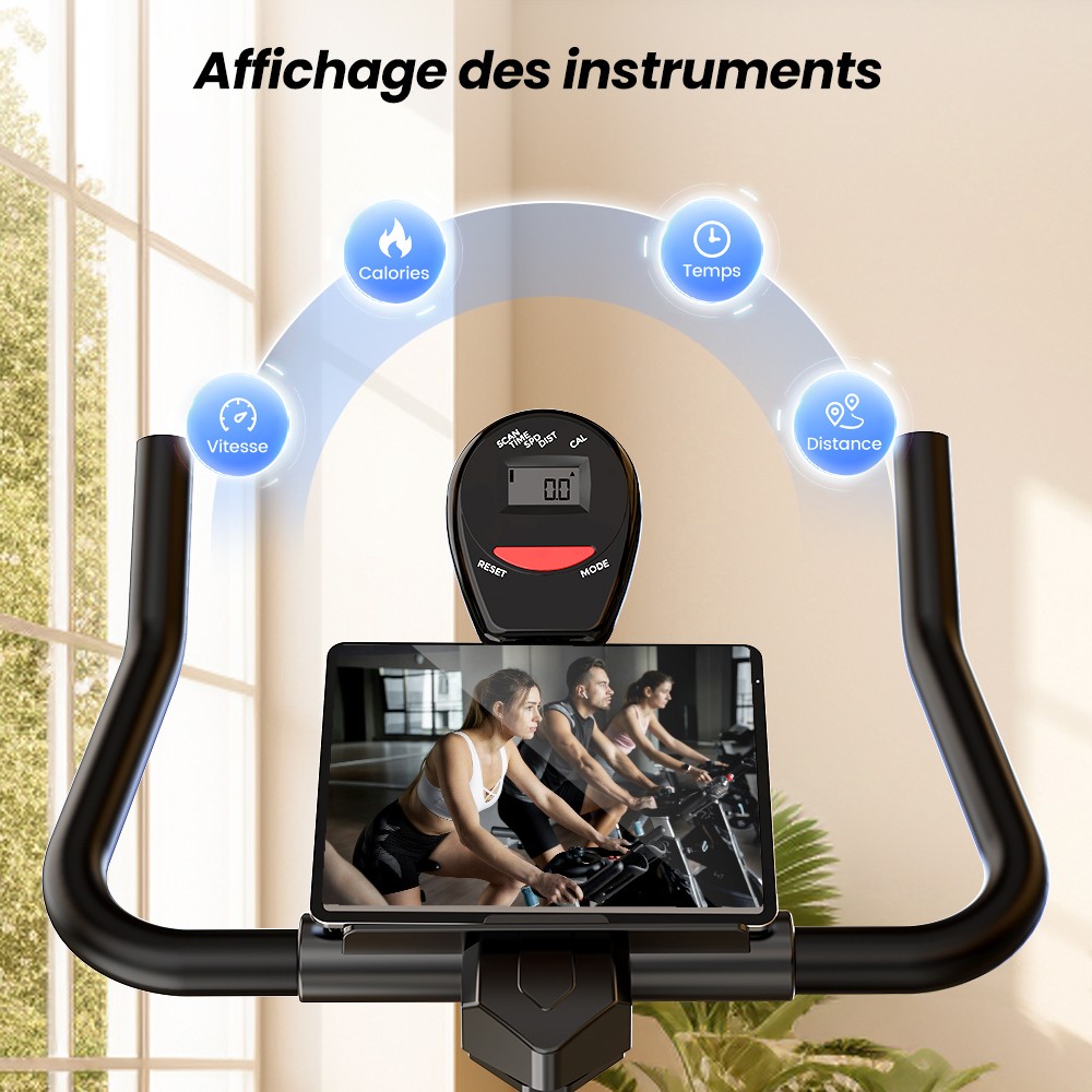 Formill QK101 V&eacute;lo d&rsquo;Appartement, Transmission par Courroie Silencieuse, R&eacute;sistance R&eacute;glable, &Eacute;cran LCD, Charge Max 120 kg, Fitness Familial