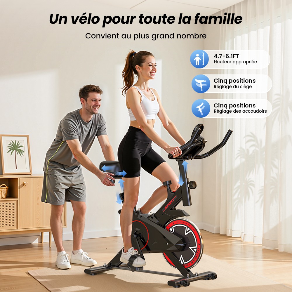 Formill QK101 V&eacute;lo d&rsquo;Appartement, Transmission par Courroie Silencieuse, R&eacute;sistance R&eacute;glable, &Eacute;cran LCD, Charge Max 120 kg, Fitness Familial
