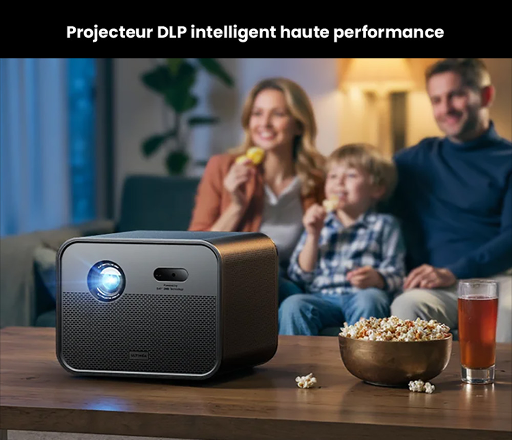 Ultimea Poseidon E100 Projecteur, 1800 ANSI, 1080P natif, décodage 4K, mise au point automatique et correction keystone 6D, image 3D active, Intervenants 10W*2, Google TV