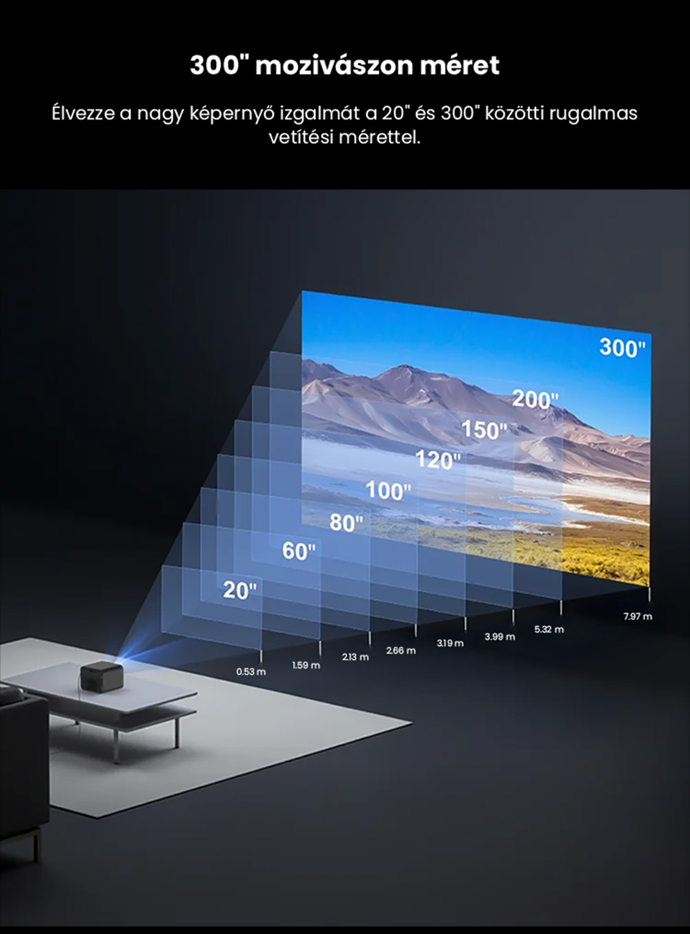 Ultimea Poseidon E100 projektor, 1800 ANSI, nat&iacute;v 1080P, 4K dek&oacute;dol&aacute;s, autof&oacute;kusz &eacute;s 6D automatikus trap&eacute;ztorz&iacute;t&aacute;s, akt&iacute;v 3D k&eacute;p, 10 W*2 Hangsz&oacute;r&oacute;k, Google TV