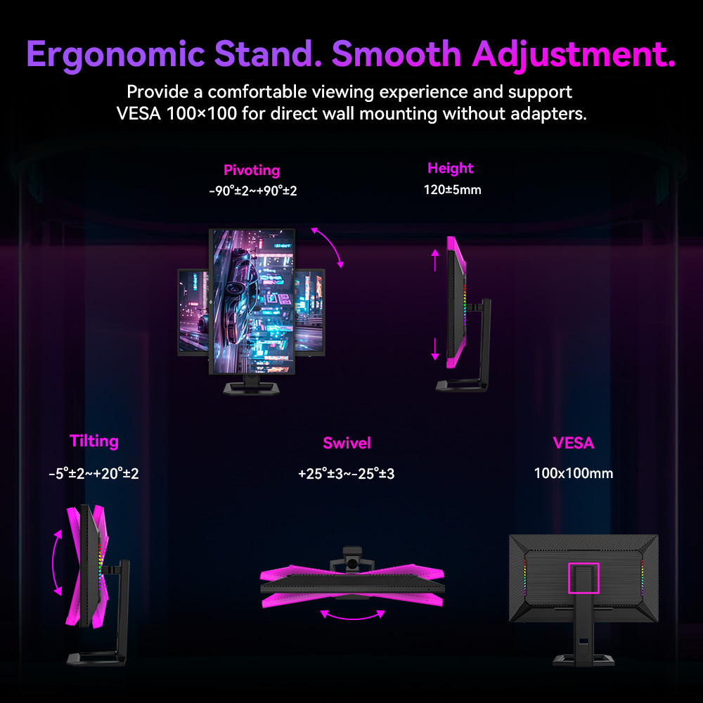 TITAN ARMY P275MV PLUS Gaming-Monitor, 27 Zoll Fast-IPS-Bildschirm, 3840 x 2160 bei 160 Hz und 1920 x 1080 bei 320 Hz, HDR1000, DyDs Mini-LED, 1 ms GTG-Reaktionszeit, FreeSync, 2 x USB-A, 1 x USB-B, 1 x Typ-C, 2 x HDMI 2.1, 1 x DP 1.4, 1 x Audio