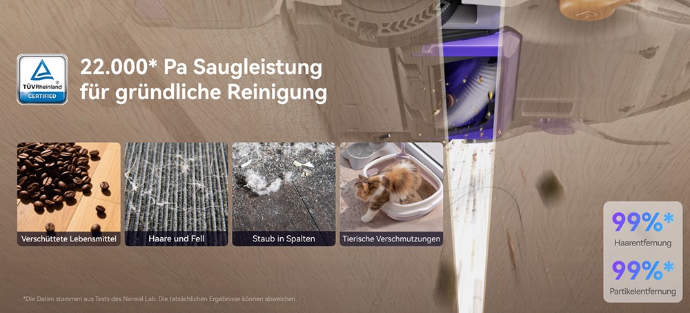 Narwal Freo Flow Saug- und Wischroboter, 22.000Pa Saugleistung, KI-Hindernisvermeidung mit Dual-Kamera, Hei&szlig;wasserwischen, Teppich- & Kantenreinigung, Selbstentleerung, 2,5L Staubbeutel, Sprachsteuerung &ndash; Wei&szlig;