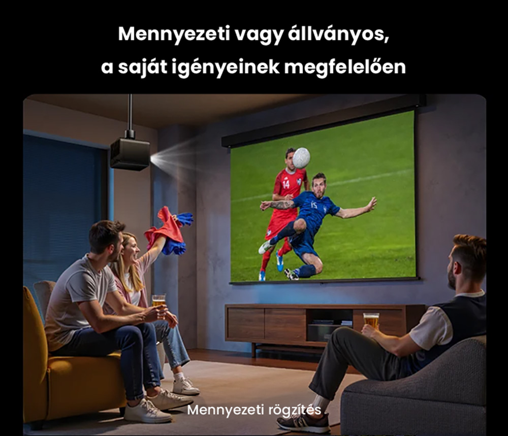 Ultimea Poseidon E100 projektor, 1800 ANSI, nat&iacute;v 1080P, 4K dek&oacute;dol&aacute;s, autof&oacute;kusz &eacute;s 6D automatikus trap&eacute;ztorz&iacute;t&aacute;s, akt&iacute;v 3D k&eacute;p, 10 W*2 Hangsz&oacute;r&oacute;k, Google TV