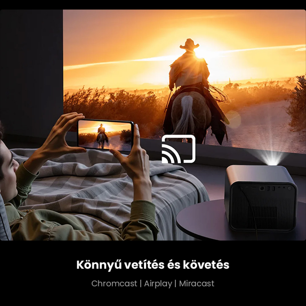 Ultimea Poseidon E100 projektor, 1800 ANSI, nat&iacute;v 1080P, 4K dek&oacute;dol&aacute;s, autof&oacute;kusz &eacute;s 6D automatikus trap&eacute;ztorz&iacute;t&aacute;s, akt&iacute;v 3D k&eacute;p, 10 W*2 Hangsz&oacute;r&oacute;k, Google TV