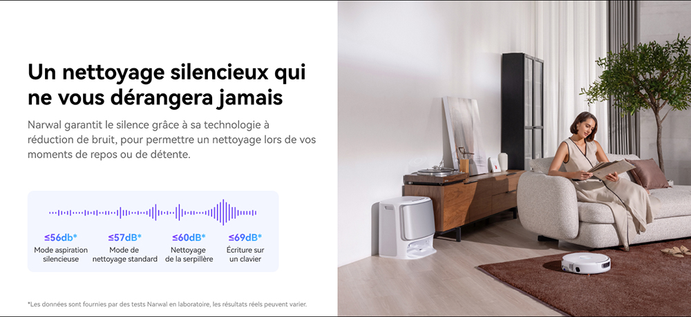 Narwal Freo Flow Aspirateur Robot et Serpilli&egrave;re, Aspiration 22 000Pa, &Eacute;vitement d&rsquo;Obstacles par IA &agrave; Double Cam&eacute;ra, Serpilli&egrave;re &agrave; Eau Chaude, Nettoyage des Tapis et Bords, Vidage Automatique, Sac &agrave; Poussi&egrave;re 2,5L, Commande Vocale - Blanc