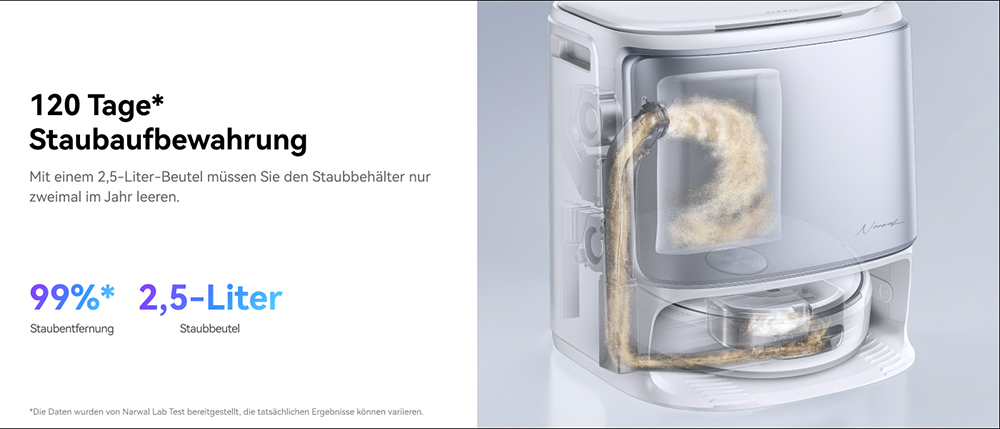 Narwal Freo Flow Saug- und Wischroboter, 22.000Pa Saugleistung, KI-Hindernisvermeidung mit Dual-Kamera, Hei&szlig;wasserwischen, Teppich- & Kantenreinigung, Selbstentleerung, 2,5L Staubbeutel, Sprachsteuerung &ndash; Wei&szlig;