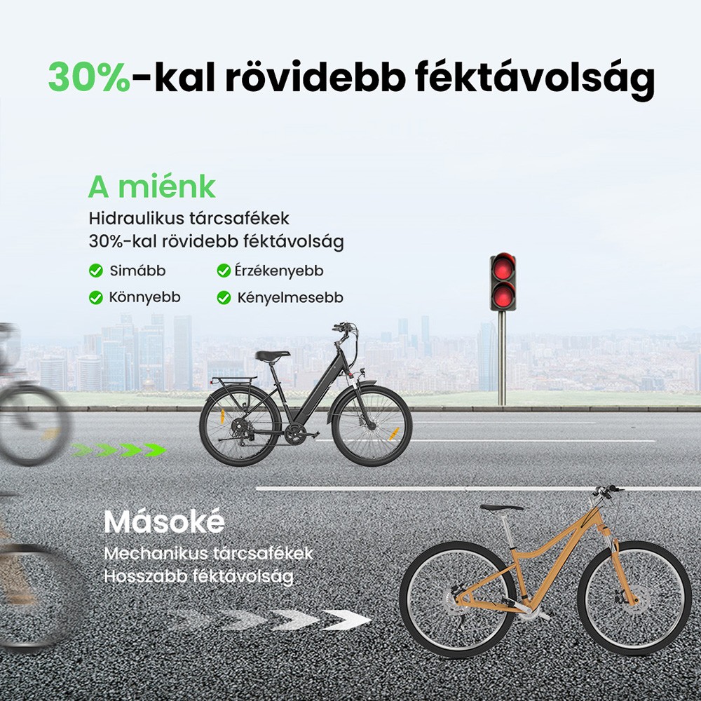 Touroll J1 Pro elektromos ker&eacute;kp&aacute;r, 250 W-os motor, 36 V-os 15,6 Ah-s akkumul&aacute;tor, 27,5 h&uuml;velykes gumiabroncsok, 25 km/h maxim&aacute;lis sebess&eacute;g, 100 km-es hat&oacute;t&aacute;vols&aacute;g, hidraulikus t&aacute;rcsaf&eacute;k, felf&uuml;ggeszt&eacute;s z&aacute;rral, Shimano 7 sebess&eacute;ges v&aacute;lt&oacute;