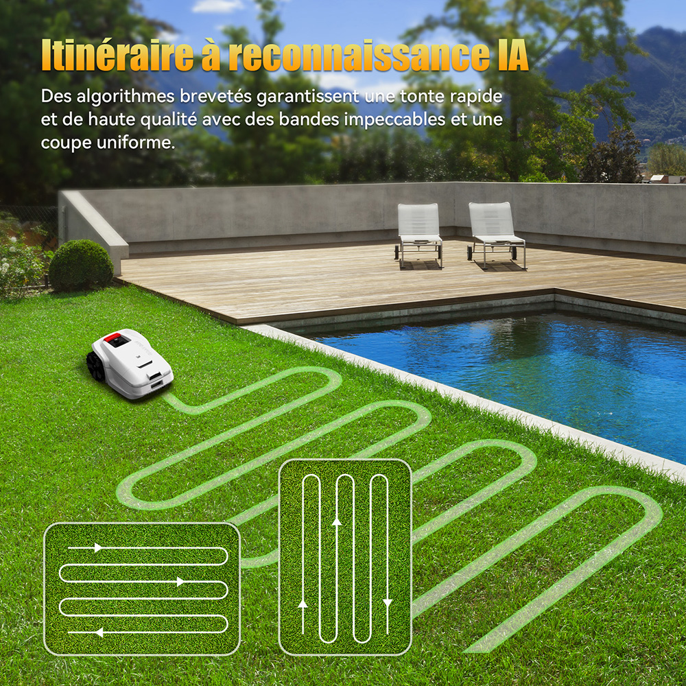 Goat Bot Unicut H1 Tondeuse robot sans fil jusqu'à 1 500 m², sans fil périphérique, cartographie précise RTK+VSLAM, évitement d'obstacles par IA, contrôle par application, protection anti-hérisson, étanchéité IPX6 - Blanc