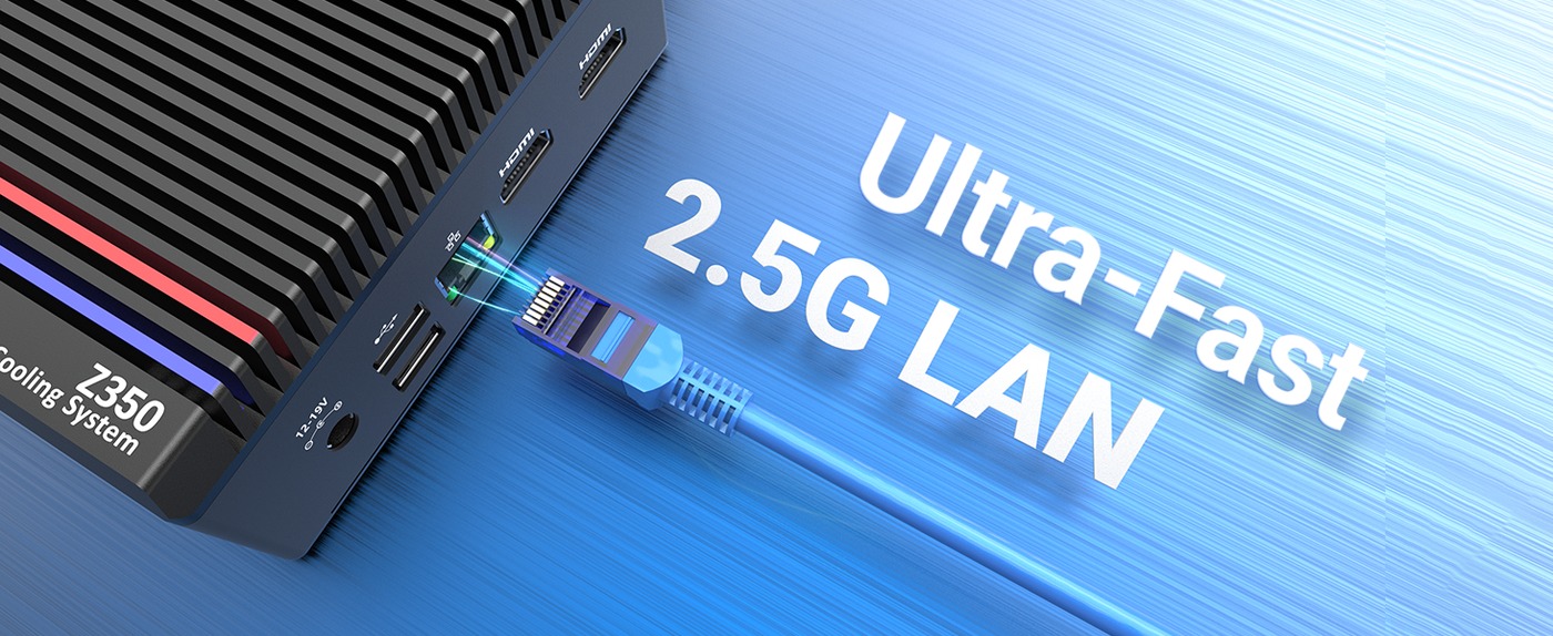 MINIX NEO Z350-0dB Mini-PC, Intel Core i3 &ndash; N350 8 Kerne, max. 3,9 GHz, 16 GB RAM, 512 GB SSD, 2 HDMI-Dual-Screen-Displays, 2 USB-A 3.2, 1 USB-C 3.2, 2 USB 2.0, 1 TF-Kartensteckplatz, 1 2,5 G RJ45, EU-/UK-/US-Stecker