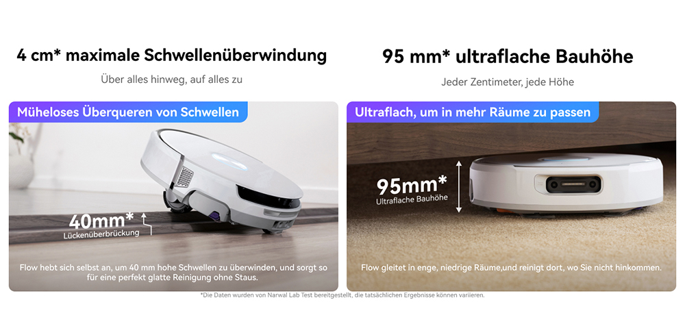 Narwal Freo Flow Saug- und Wischroboter, 22.000Pa Saugleistung, KI-Hindernisvermeidung mit Dual-Kamera, Hei&szlig;wasserwischen, Teppich- & Kantenreinigung, Selbstentleerung, 2,5L Staubbeutel, Sprachsteuerung &ndash; Wei&szlig;