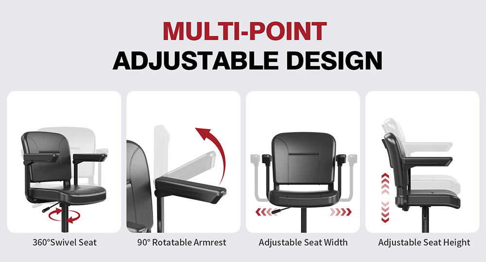Unificare Mate Trottinette à quatre roues pour personnes âgées, moteur 250 W, batterie 24 V 20 Ah, pneus avant 8 pouces et arrière 9 pouces, vitesse maximale 7,8 km/h, autonomie 35 km, frein magnétique, charge maximale 190 kg - Rouge