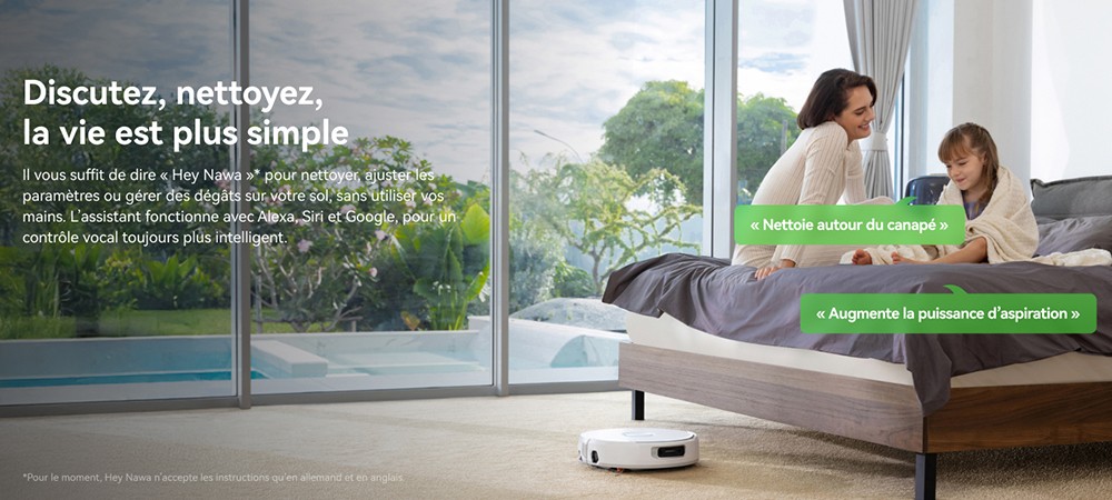 Narwal Freo Flow Aspirateur Robot et Serpilli&egrave;re, Aspiration 22 000Pa, &Eacute;vitement d&rsquo;Obstacles par IA &agrave; Double Cam&eacute;ra, Serpilli&egrave;re &agrave; Eau Chaude, Nettoyage des Tapis et Bords, Vidage Automatique, Sac &agrave; Poussi&egrave;re 2,5L, Commande Vocale - Blanc