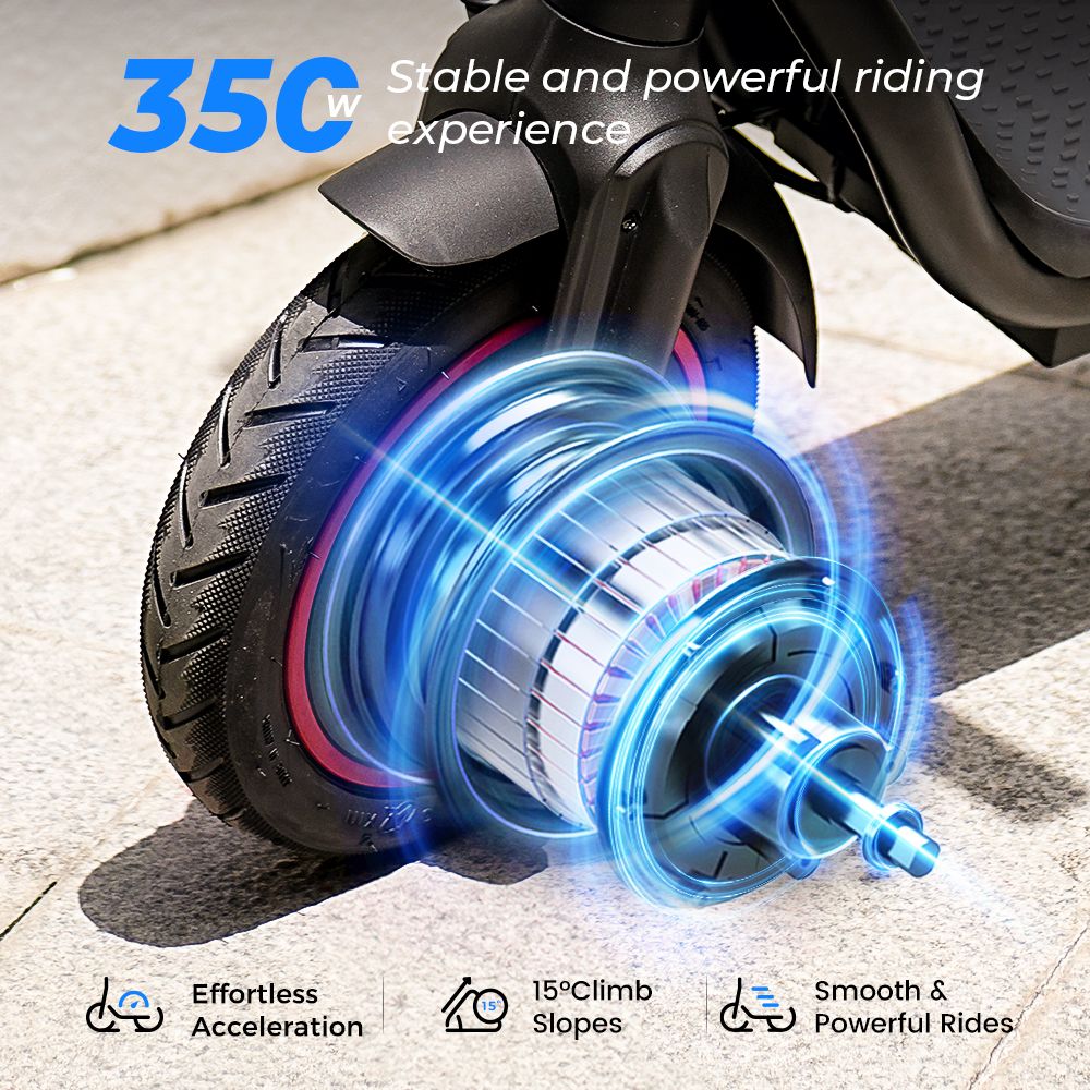 iScooter W5 Folding Electric Scooter, 350W Motor, 36V 7,8Ah Battery, 8.5 palcové pneumatiky, max. rýchlosť 30 km/h, dojazd 30 km, kotúčová brzda