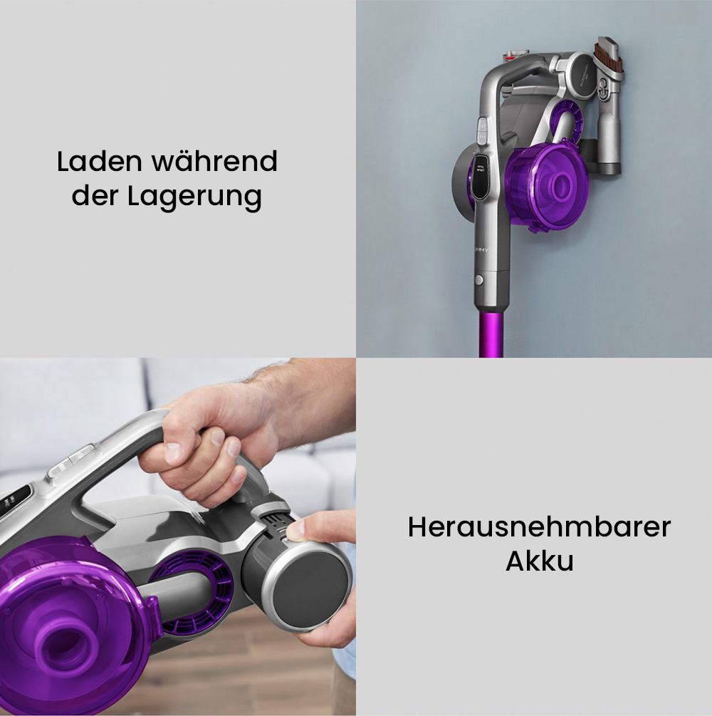 JIMMY JV85 Pro Wischversion, flexibler kabelloser Handstaubsauger, 2-in-1, Staubsaugen und Wischen, 200 AW starke Saugleistung, 550 W digitaler b&uuml;rstenloser Motor, 70 Minuten Laufzeit, 200 ml Wassertank, extrem leise &ndash; Lila