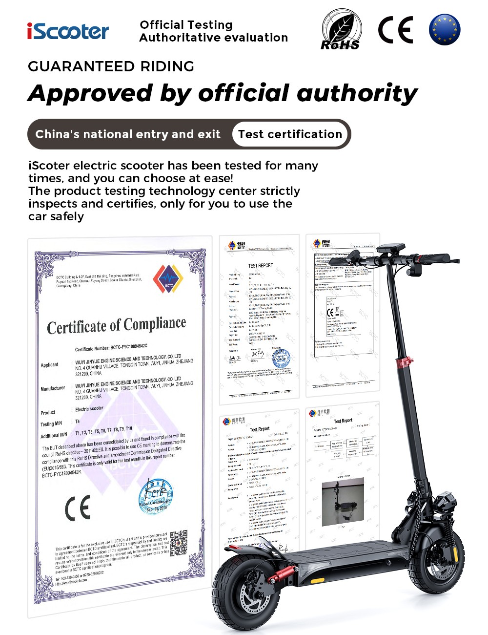 iScooter iX4 10-inch Electric Scooter 800W Motor max speed 45km/h 48V 15Ah Battery up to 40-45km Range App Control, Body Warning Light