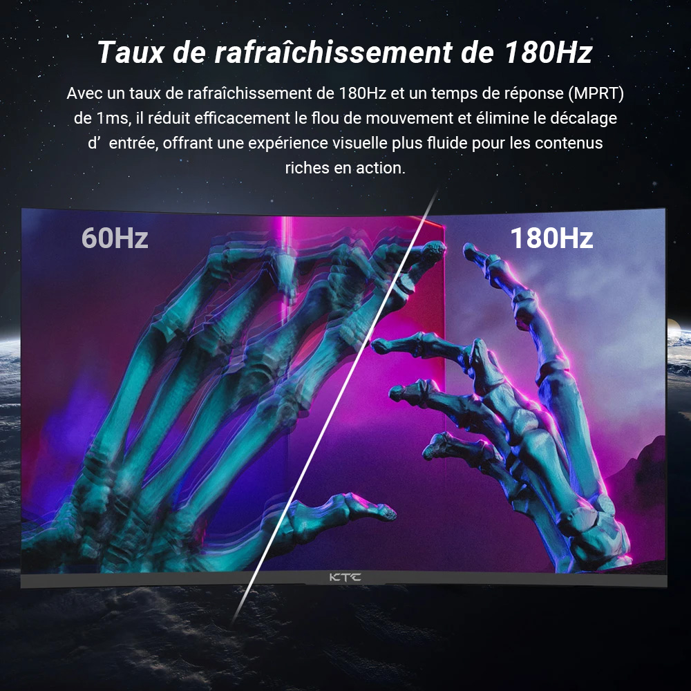 Moniteur de jeu KTC H27S17 27 pouces 2560x1440 QHD 180Hz HVA incurv&eacute; 1500R