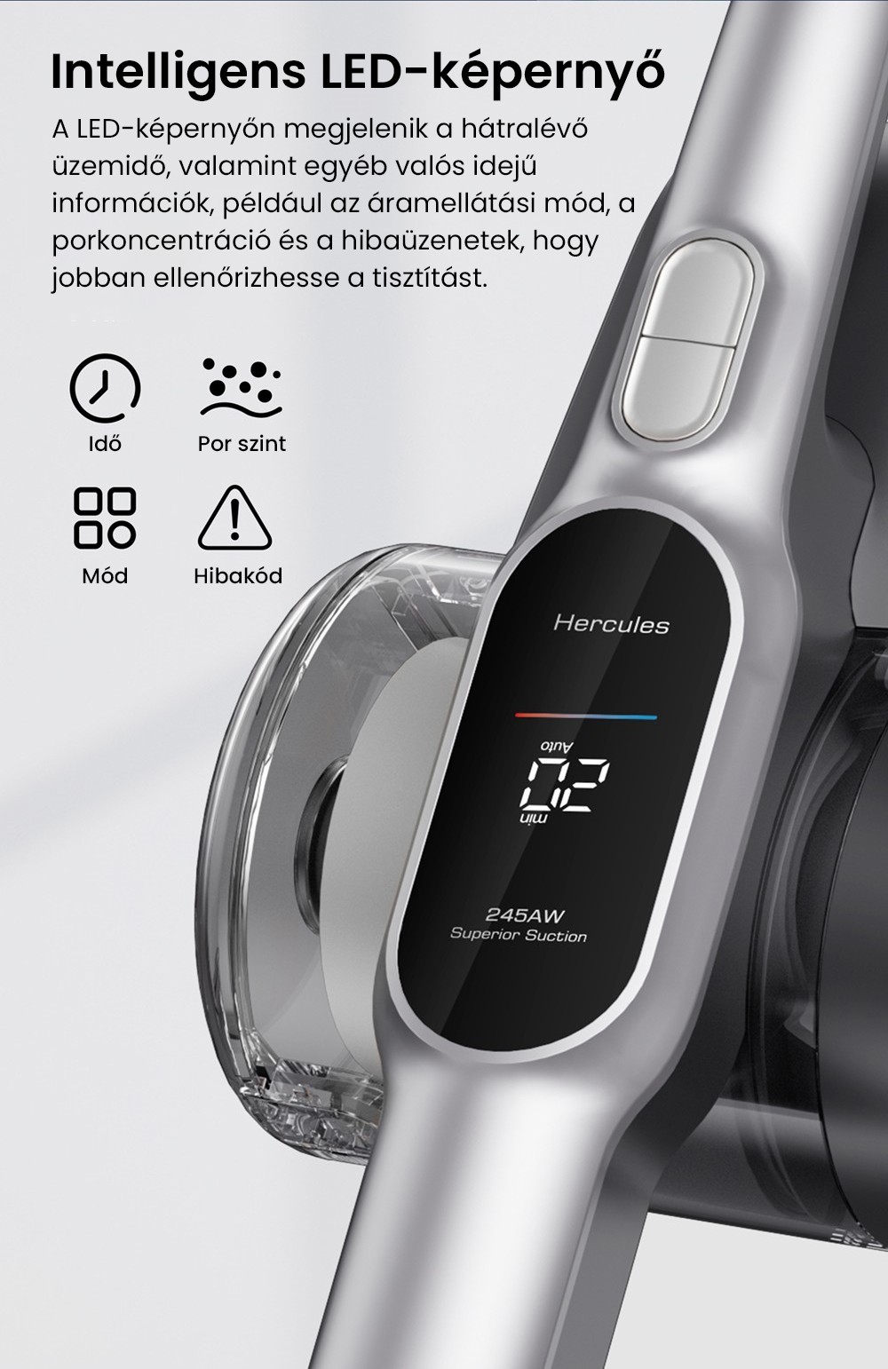 JIMMY H10 Flex akkus k&eacute;zi porsz&iacute;v&oacute;, 245 AW sz&iacute;v&oacute;teljes&iacute;tm&eacute;ny, 4 tiszt&iacute;t&aacute;si m&oacute;d, 0,6 literes porzs&aacute;k, 2500 mAh akkumul&aacute;tor