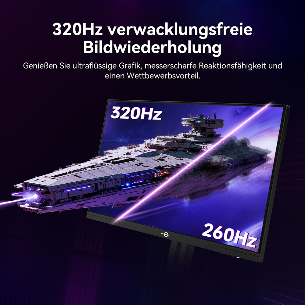 TITAN ARMY P2712V Gaming-Monitor, 27 Zoll Fast IPS, 3840&times;2160@160Hz & 1920&times;1080@320Hz, HDR400, 12 Szenario-Modi, Game Assist, 1ms GTG-Reaktionszeit, Dynamic OD, RGB-Gaming-Beleuchtung, Low Blue Light, 2*HDMI 2.1, 2*DP 1.4, 1*Audio