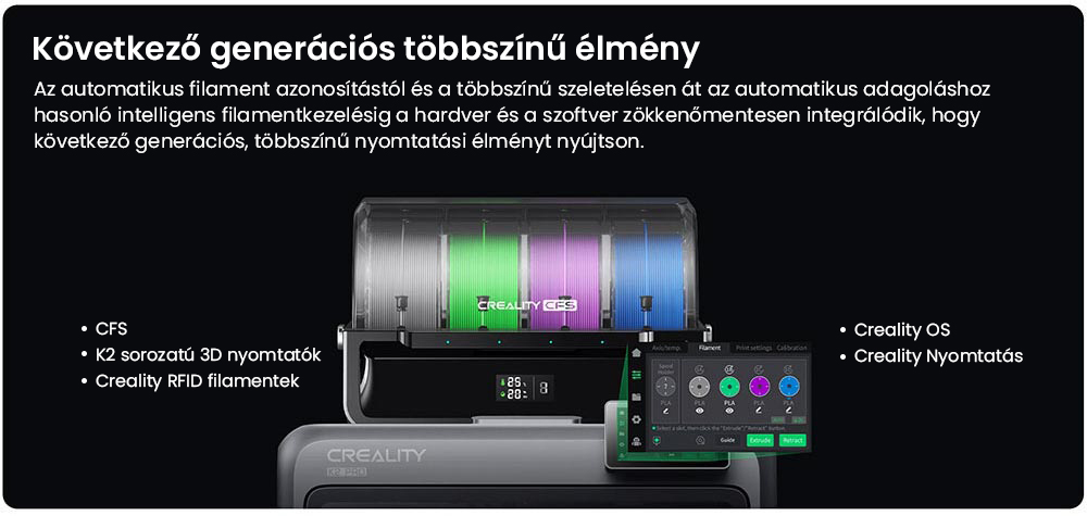 Creality K2 Pro Combo 3D nyomtat&oacute;, CFS rendszer, 300*300*300mm