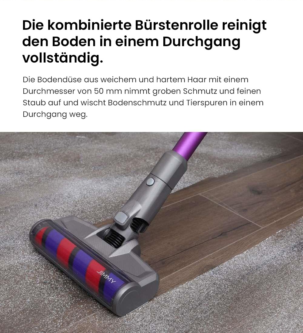 JIMMY JV85 Pro Wischversion, flexibler kabelloser Handstaubsauger, 2-in-1, Staubsaugen und Wischen, 200 AW starke Saugleistung, 550 W digitaler b&uuml;rstenloser Motor, 70 Minuten Laufzeit, 200 ml Wassertank, extrem leise &ndash; Lila