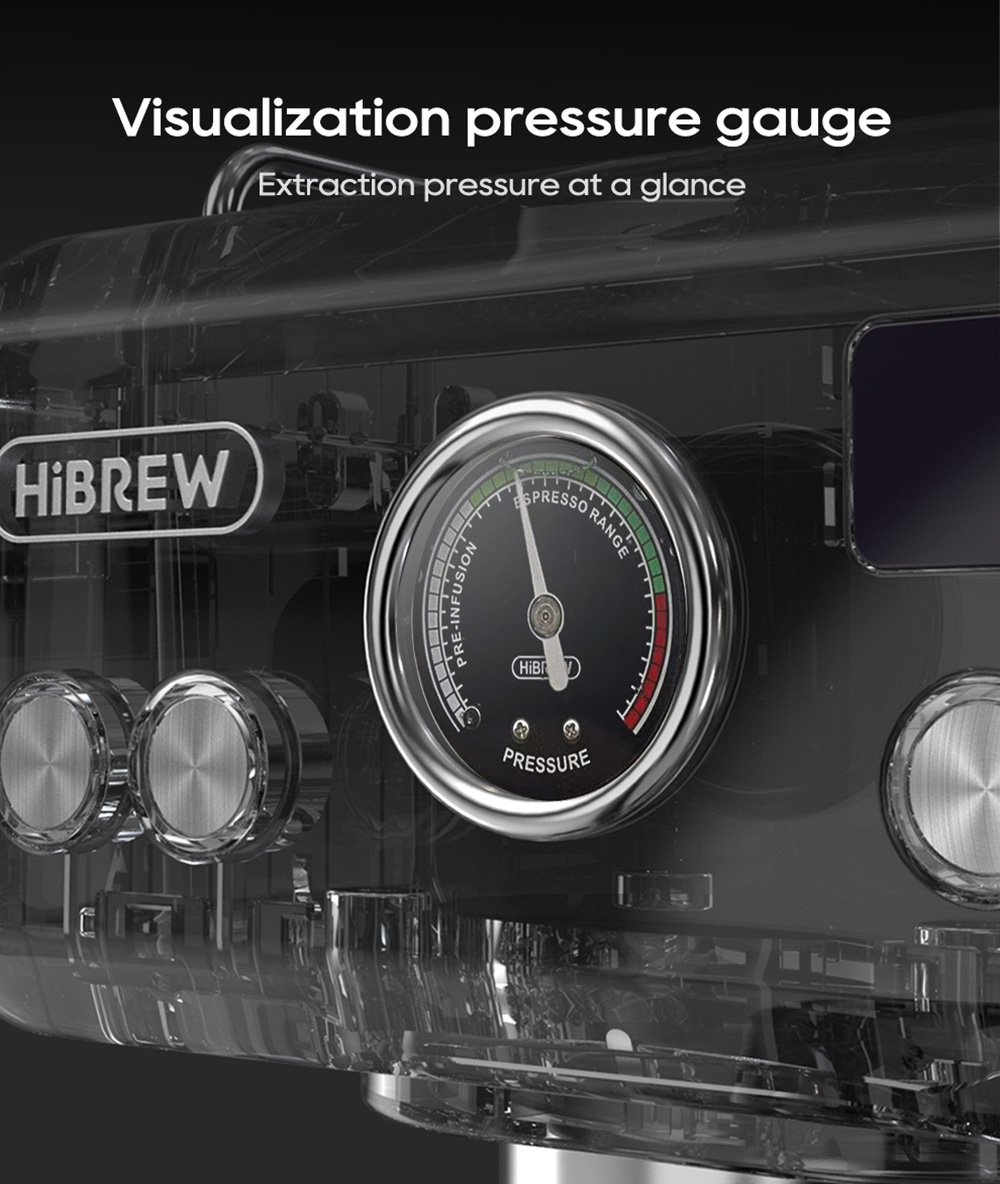 HiBREW H10A Machine &agrave; caf&eacute;, pression d'extraction de 20 bars, temp&eacute;rature et volume de tasse r&eacute;glables, porte-filtre de 58 mm, r&eacute;servoir d'eau amovible de 1,8 L, beige