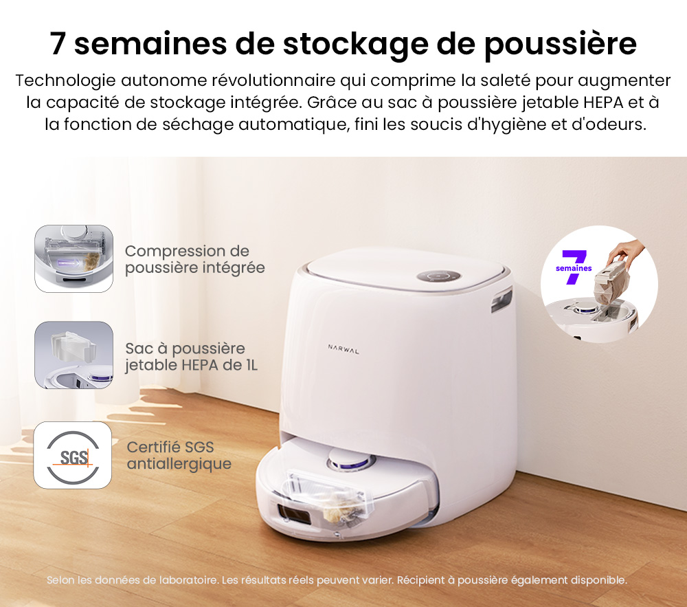 Narwal Freo X Ultra Aspirateur robot et balai avec lavage et vidage automatiques, puissance d'aspiration de 8200 Pa, brosse flottante anti-emm&ecirc;lement, levage automatique du balai jusqu'&agrave; 12 mm, station de base tout-en-un