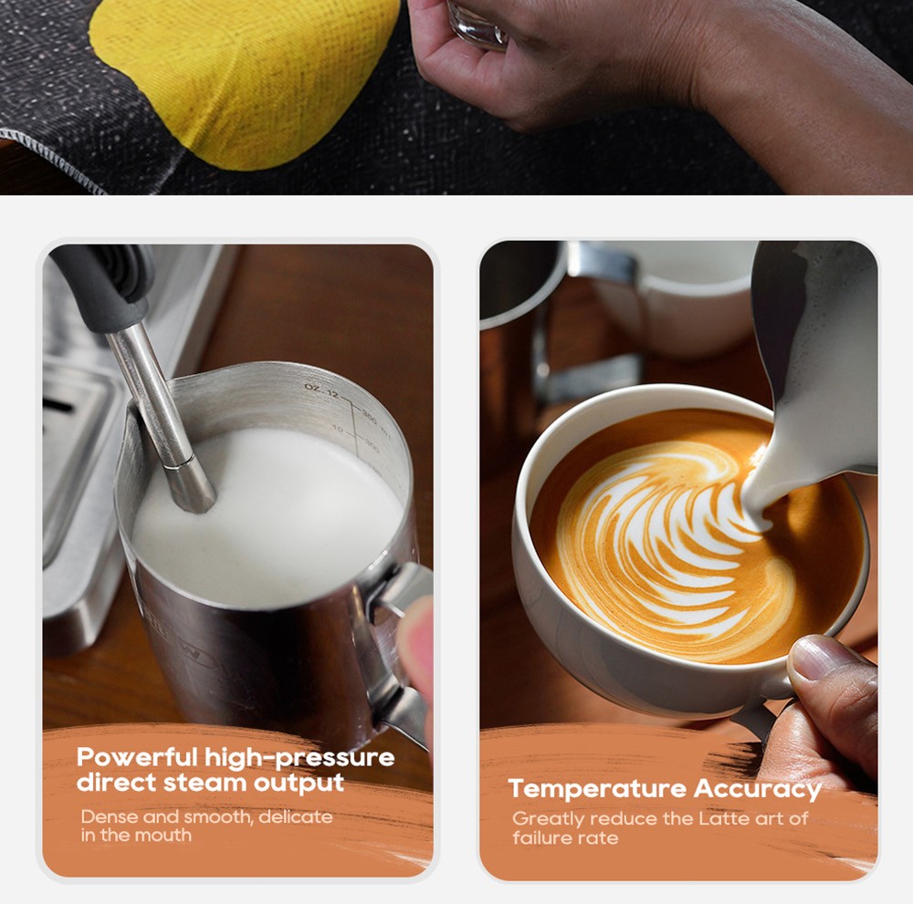 HiBREW H10A Machine &agrave; caf&eacute;, pression d'extraction de 20 bars, temp&eacute;rature et volume de tasse r&eacute;glables, porte-filtre de 58 mm, r&eacute;servoir d'eau amovible de 1,8 L, beige