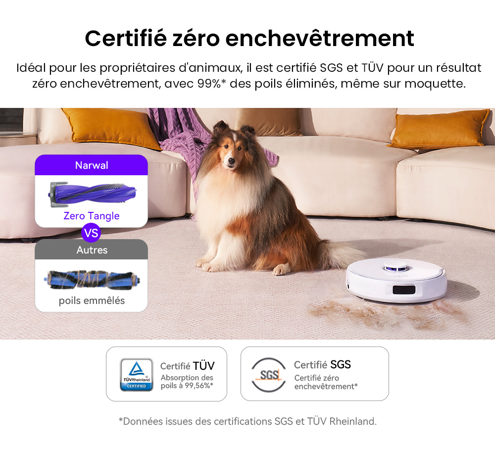 Narwal Freo X Ultra Aspirateur robot et balai avec lavage et vidage automatiques, puissance d'aspiration de 8200 Pa, brosse flottante anti-emm&ecirc;lement, levage automatique du balai jusqu'&agrave; 12 mm, station de base tout-en-un