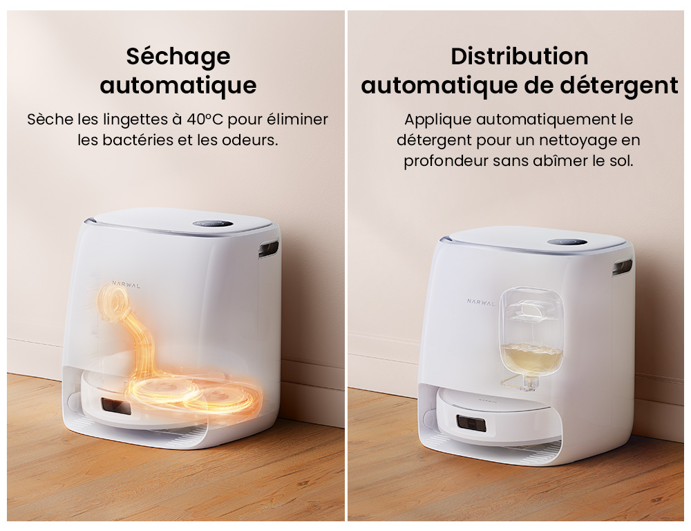 Narwal Freo X Ultra Aspirateur robot et balai avec lavage et vidage automatiques, puissance d'aspiration de 8200 Pa, brosse flottante anti-emm&ecirc;lement, levage automatique du balai jusqu'&agrave; 12 mm, station de base tout-en-un