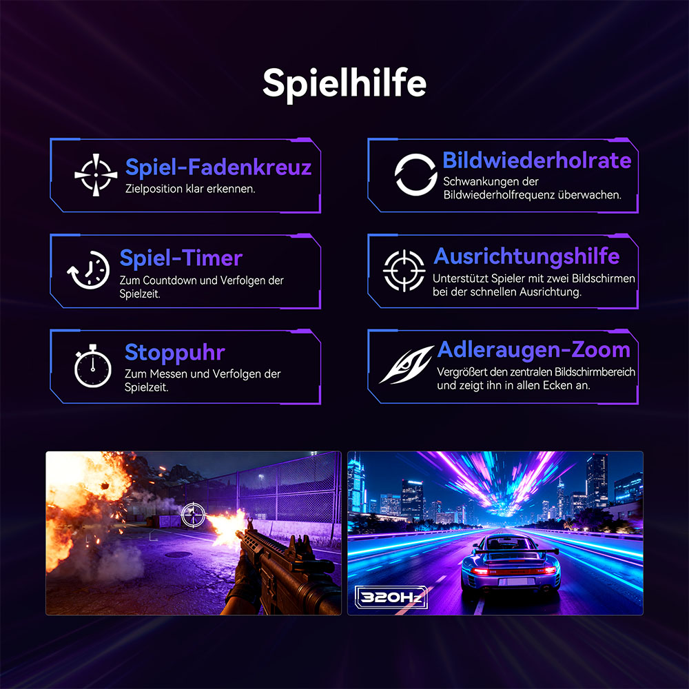 TITAN ARMY P2712V Gaming-Monitor, 27 Zoll Fast IPS, 3840&times;2160@160Hz & 1920&times;1080@320Hz, HDR400, 12 Szenario-Modi, Game Assist, 1ms GTG-Reaktionszeit, Dynamic OD, RGB-Gaming-Beleuchtung, Low Blue Light, 2*HDMI 2.1, 2*DP 1.4, 1*Audio