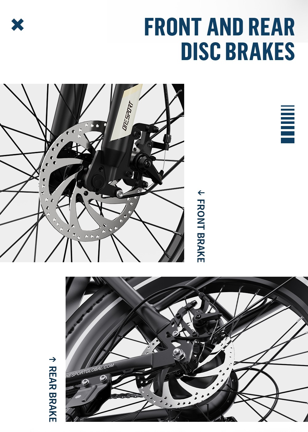 ONESPORT OT16 Vélo électrique, pneus 20*3,0 pouces, batterie 48V 17Ah, vitesse maximale de 25km/h, 3 modes de conduite, freins à disque, 7 vitesses - Blanc