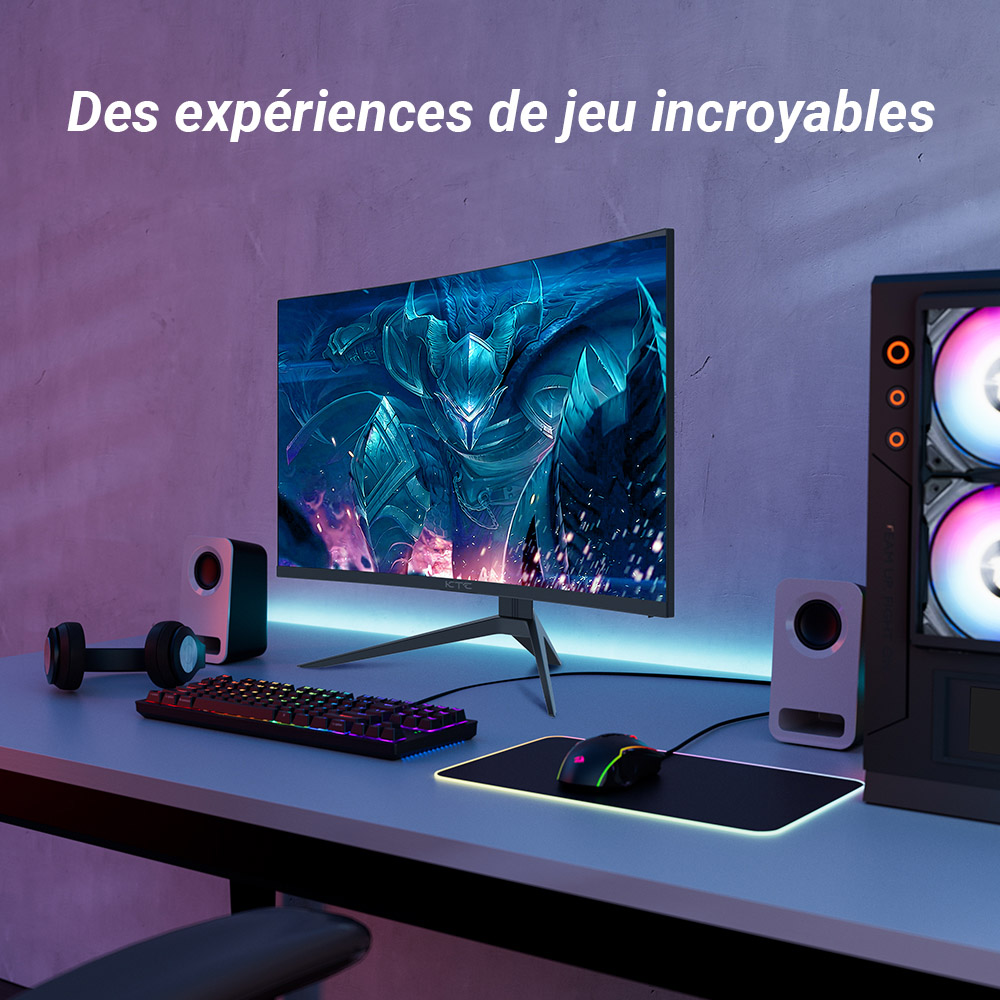 KTC H27S17 Moniteur de jeu incurv&eacute; 27 pouces 1500R QHD 2560 x 1440 16:9 ELED 165 Hz 99 % sRGB 4000:1 Rapport de contraste 1 ms Temps de r&eacute;ponse MPRT Faible flou de mouvement Compatible avec FreeSync G-Sync USB HDMI2.0 Sortie audio 2xDP1.2 Support VESA