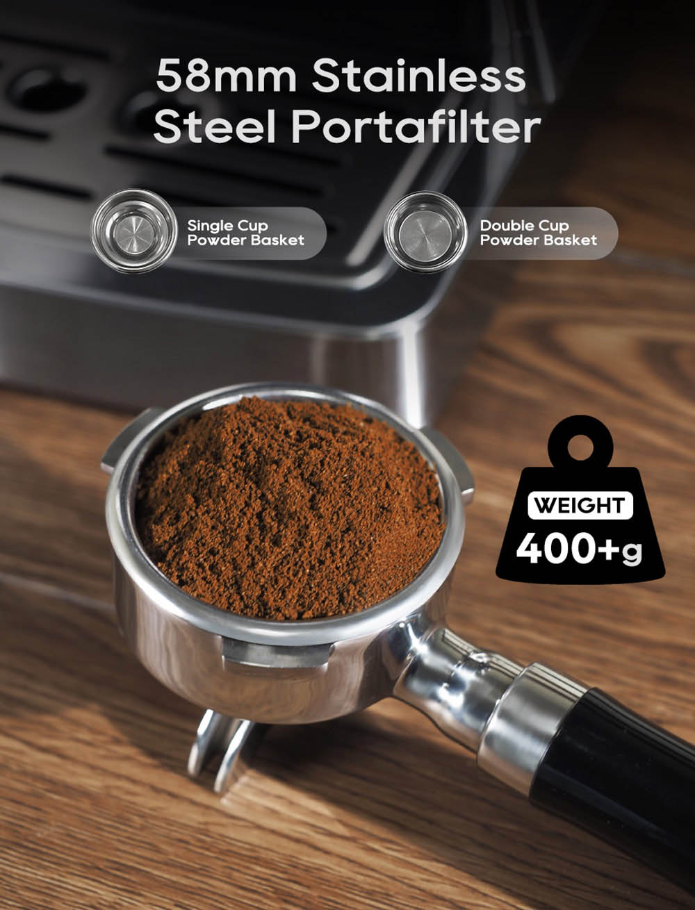 HiBREW H10A Semi Automatic Espresso Coffee Machine, 20Bar, Cold/Hot Coffee Maker - Silver