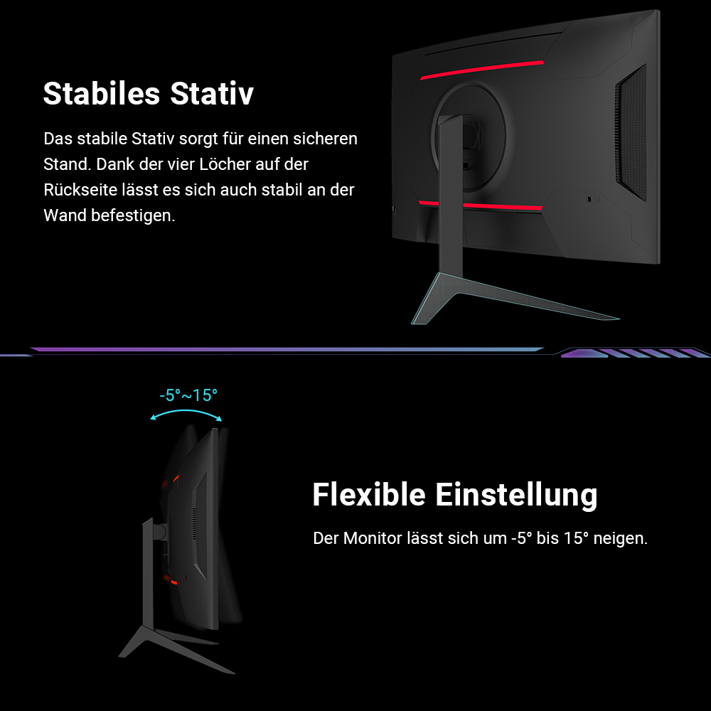 KTC H27S17 27 Zoll 1500R Curved Gaming-Monitor QHD 2560x1440 16:9 ELED 165Hz 99% sRGB 4000:1 Kontrastverh&auml;ltnis 1ms MPRT Reaktionszeit Geringe Bewegungsunsch&auml;rfe Kompatibel mit FreeSync G-Sync USB HDMI2.0 2xDP1.2 Audioausgang VESA-Halterung