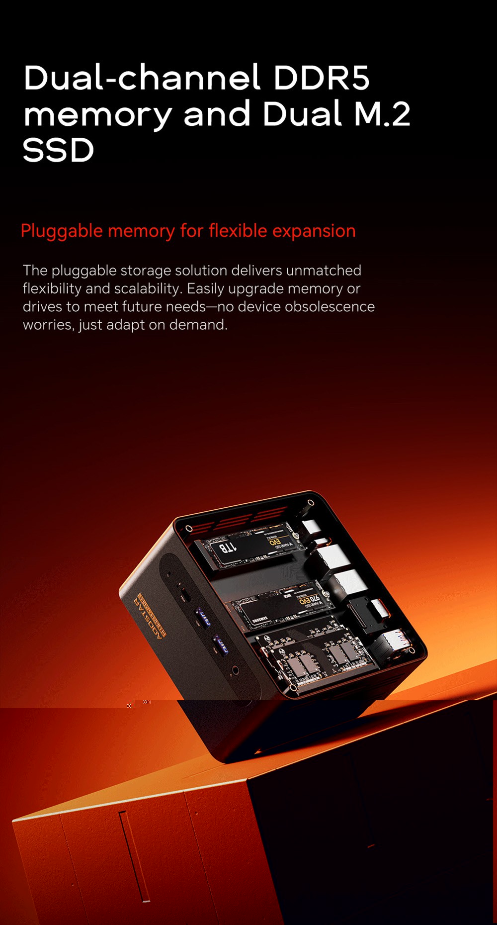 AOOSTAR GFLIP Mini PC Barebone (bez RAM bez SSD), 5