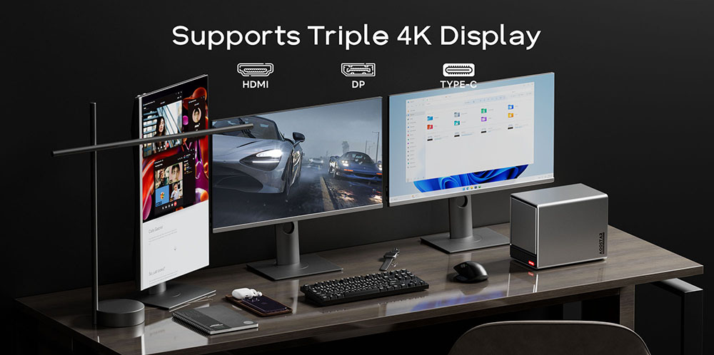 AOOSTAR WTR Pro NAS Mini PC, AMD Ryzen 7 5825U 8 jadier max. 4,5 GHz, 64 GB RAM 1 TB SSD, HDMI+DP+Type-C Triple 4K Display, WiFi 6 Bluetooth 5.2, 2*USB3.0 2*USB2.0 2*2.5G RJ45 1*Micro SD Card Port 1*Audio Jack - EU Plug