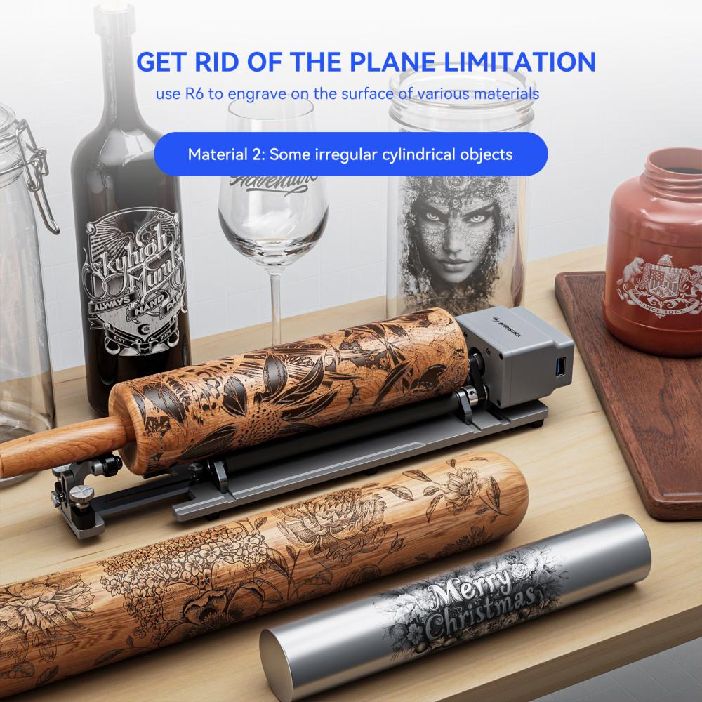 AtomStack R6 Rotary Roller with Riser Feet