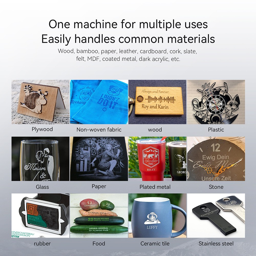 ATOMSTACK Swift 12W Laser Engraver, 10000mm/min Speed, 0.1mm Precision, 0.08x0.04mm Laser Spot, 300x300mm Working Area, Accessory Auto-Recognition, Compatible with Wood/Leather/Acrylic