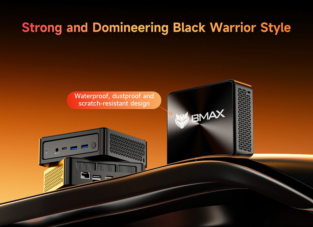 BMAX B8A Pro Mini PC, AMD R7 8745HS 8 jadier max. 4,9 GHz, 16 GB RAM 512 GB SSD, DP+HDMI+Type-C 4K Triple Display, WiFi 6 Bluetooth 5.2, 2*USB3.0, 2*USB2.0, 1*RJ45, 1*Headset Jack, Space Capsule Cooling System