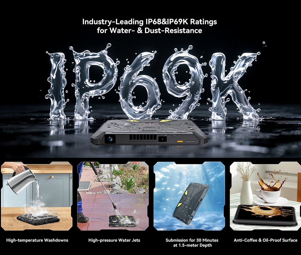 Blackview Active 12 Pro 5G Projector AI Rugged Tablet, 200lm 120