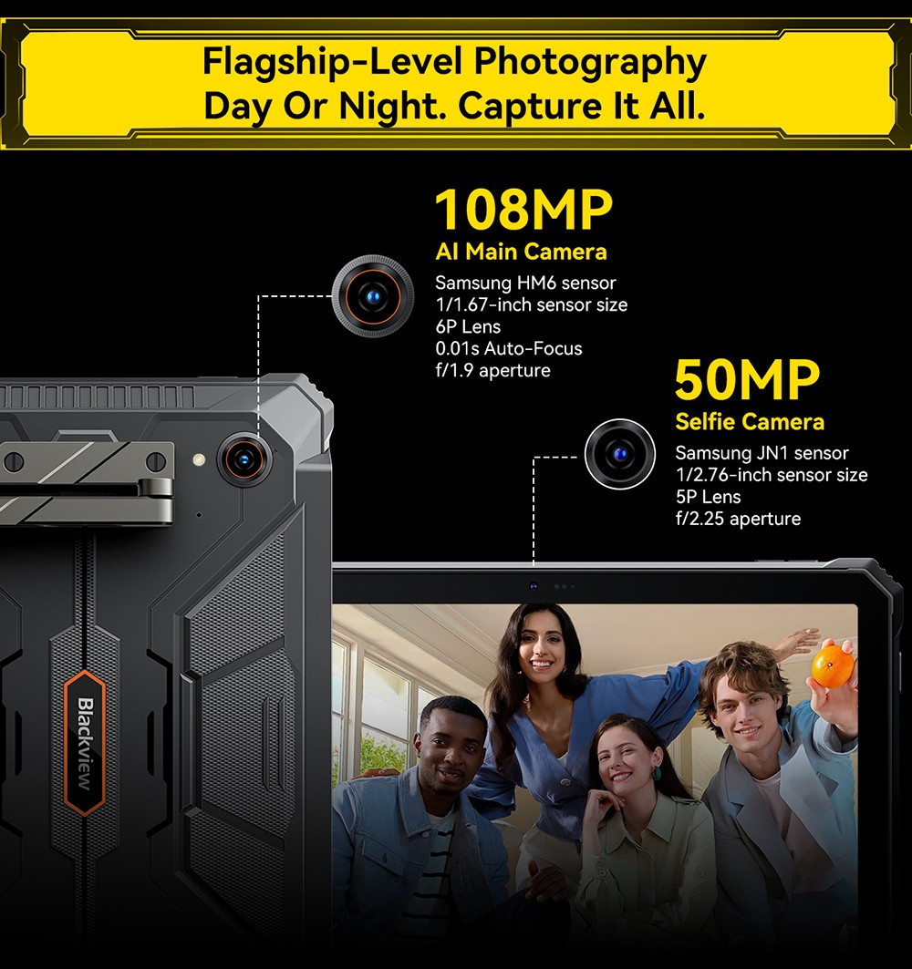 Blackview Active 12 Pro 5G Projector AI Rugged Tablet, 200lm 120