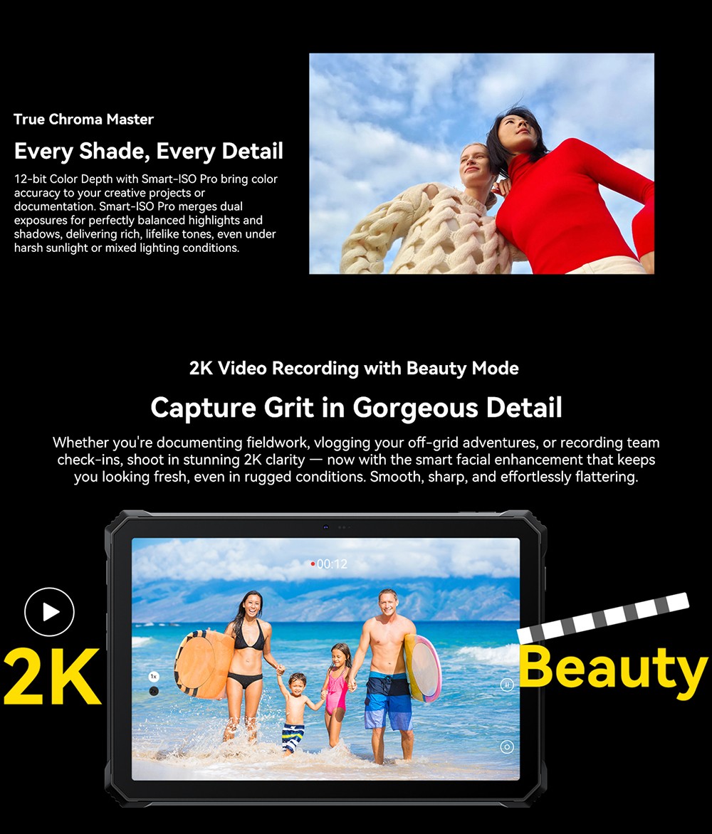 Blackview Active 12 Pro 5G Projector AI Rugged Tablet, 200lm 120