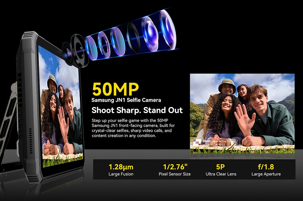 Blackview Active 12 Pro 5G Projector AI Rugged Tablet, 200lm 120