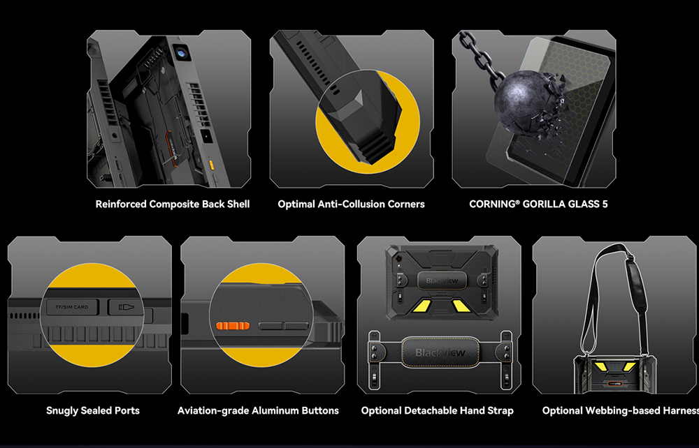 Blackview Active 12 Pro 5G Projector AI Rugged Tablet, 200lm 120