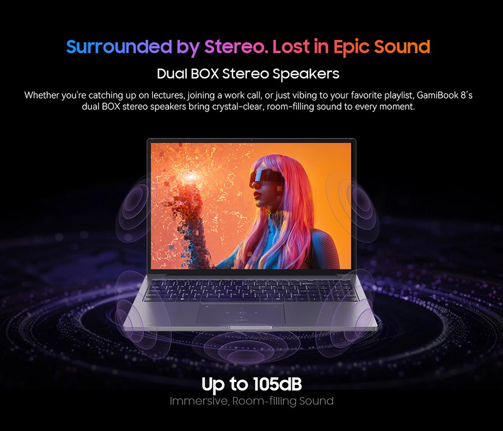 Blackview GamiBook 8 Ordinateur portable, &eacute;cran 16 pouces 1920*1200, AMD Ryzen 7 7735HS, 16GB RAM 512GB SSD, WiFi 6, batterie 57Wh, double haut-parleurs, 2*Type-C complet, 2*USB3.2, 1*USB2.0, 1*HDMI, 1* pour emplacement carte TF, 1 * prise audio