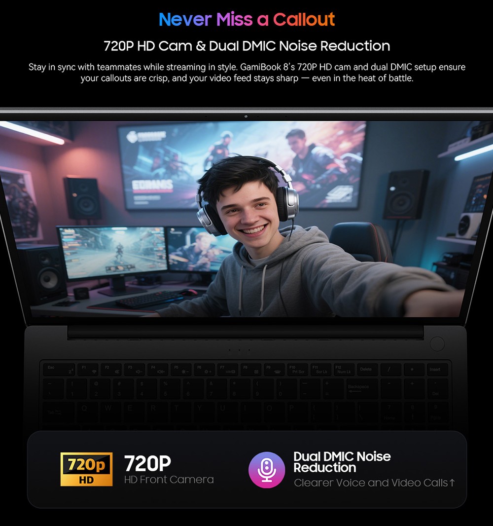 Blackview GamiBook 8 Ordinateur portable, &eacute;cran 16 pouces 1920*1200, AMD Ryzen 7 7735HS, 16GB RAM 512GB SSD, WiFi 6, batterie 57Wh, double haut-parleurs, 2*Type-C complet, 2*USB3.2, 1*USB2.0, 1*HDMI, 1* pour emplacement carte TF, 1 * prise audio