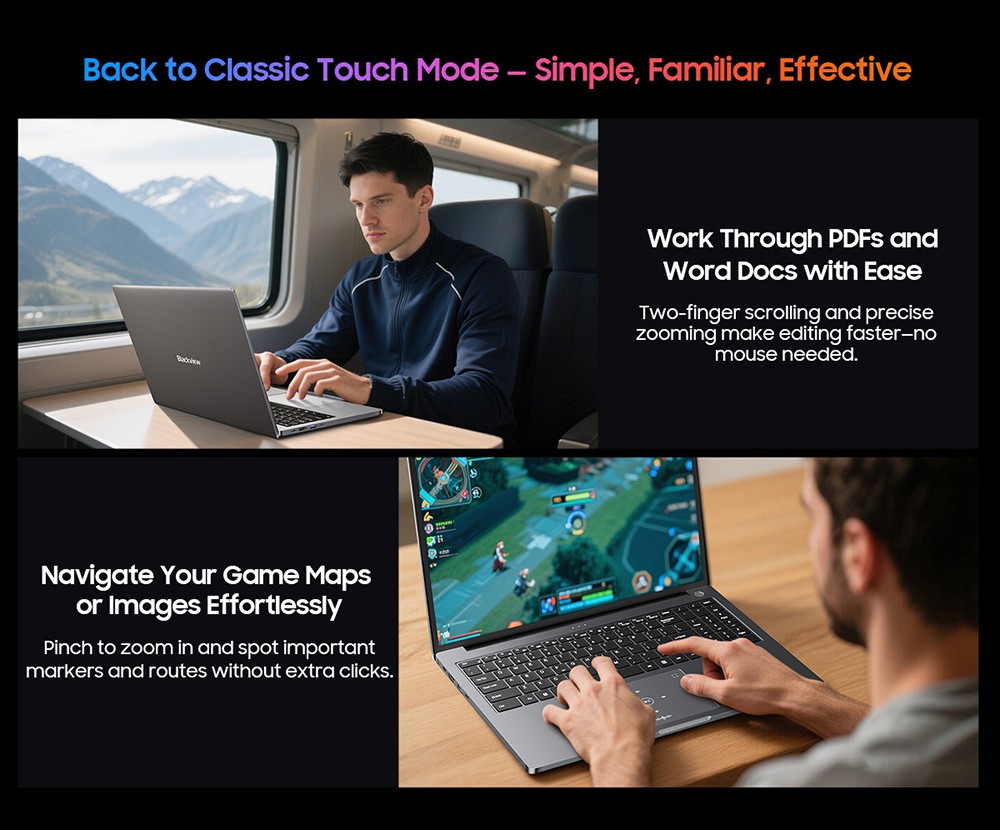 Blackview GamiBook 8 Ordinateur portable, &eacute;cran 16 pouces 1920*1200, AMD Ryzen 7 7735HS, 16GB RAM 512GB SSD, WiFi 6, batterie 57Wh, double haut-parleurs, 2*Type-C complet, 2*USB3.2, 1*USB2.0, 1*HDMI, 1* pour emplacement carte TF, 1 * prise audio