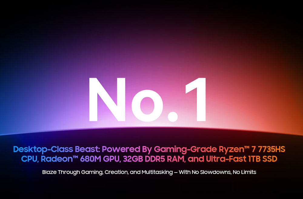 Blackview GamiBook 8 Ordinateur portable, &eacute;cran 16 pouces 1920*1200, AMD Ryzen 7 7735HS, 16GB RAM 512GB SSD, WiFi 6, batterie 57Wh, double haut-parleurs, 2*Type-C complet, 2*USB3.2, 1*USB2.0, 1*HDMI, 1* pour emplacement carte TF, 1 * prise audio